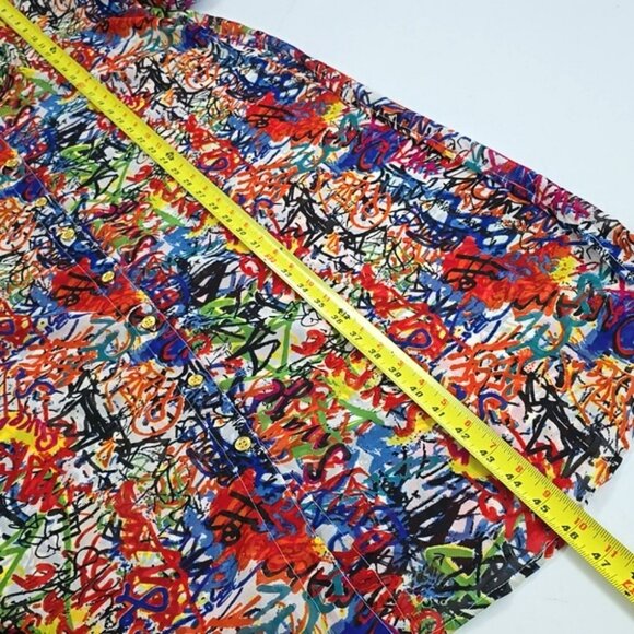 Speed Limit MPH Longline Shirt Multi Color Print Semi Sheer Lightweight Size M/L - Picture 16 of 16